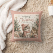 Prettig kerstfeest Schattig poesje Kussen (Deken)