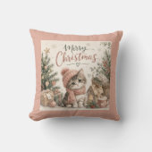 Prettig kerstfeest Schattig poesje Kussen (Voorkant)