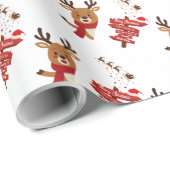 Prettig kerstfeest Schattig rendier Vakantie Cadeaupapier (Rol Hoek)