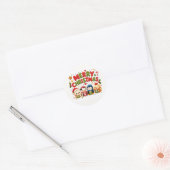 Prettig kerstfeest Schattig Ronde Sticker (Envelop)