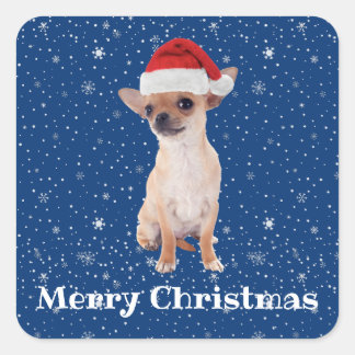 Prettig kerstfeest Schattige Chihuahua Kerstman 2 Vierkante Sticker