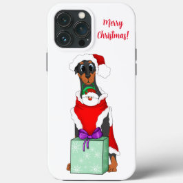 Prettig kerstfeest Schattige Dobermann in Sinterkl Case-Mate iPhone Case