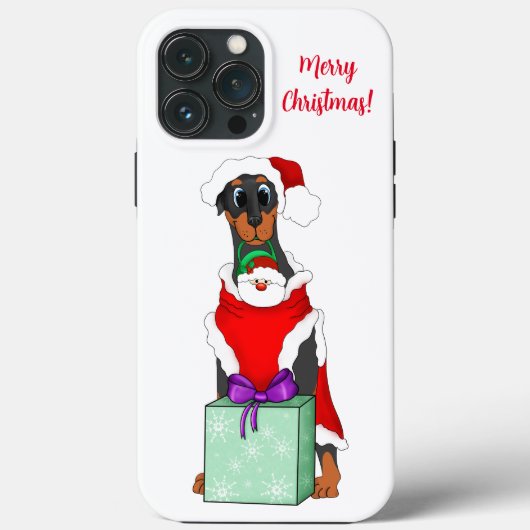 Prettig kerstfeest Schattige Dobermann in Sinterkl Case-Mate iPhone Case (Achterkant)