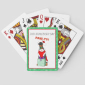 Prettig kerstfeest Schattige Dobermann in Sinterkl Pokerkaarten (Achterkant)