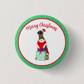 Prettig kerstfeest Schattige Dobermann in Sinterkl Ronde Button 3,2 Cm (Voorkant)
