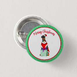 Prettig kerstfeest Schattige Dobermann in Sinterkl Ronde Button 3,2 Cm