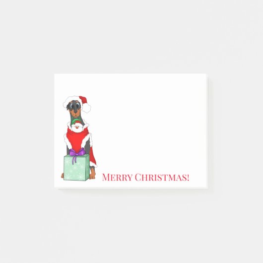 Prettig kerstfeest Schattige Dobermann Kerstmis Post-it® Notes (Voorkant)