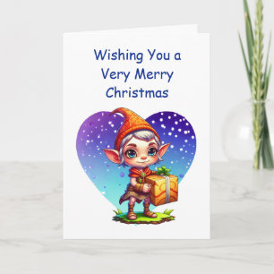 Prettig Kerstfeest   Schattige Elf Kaart