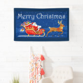 Prettig kerstfeest Schattige Kerstman Cartoon Spandoek (Insitu)