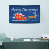 Prettig kerstfeest Schattige Kerstman Cartoon Spandoek (Beurs)