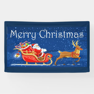 Prettig kerstfeest Schattige Kerstman Cartoon Spandoek