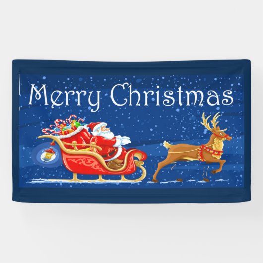 Prettig kerstfeest Schattige Kerstman Cartoon Spandoek (Horizontaal)