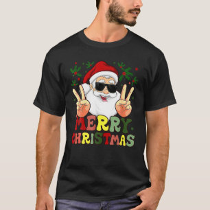 Prettig kerstfeest Schattige kerstman Retro groovy T-shirt