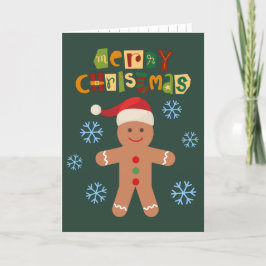 Prettig kerstfeest Schattige peperkoek man kerstka Feestdagen Kaart