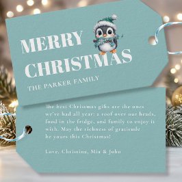 PRETTIG KERSTFEEST! Schattige pinguïn met kerstmut Cadeaulabel