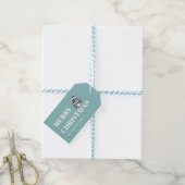 PRETTIG KERSTFEEST! Schattige pinguïn met kerstmut Cadeaulabel (Met Touw)