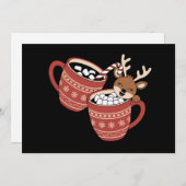 Prettig kerstfeest Schattige rendier familie Kerst Feestdagenkaart (Voorkant / Achterkant)