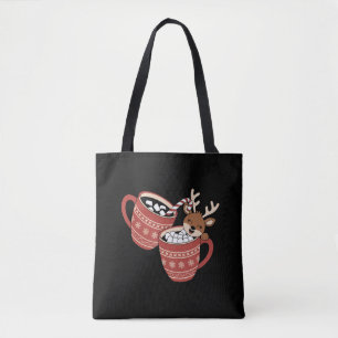 Prettig kerstfeest Schattige Rendier Familie Kerst Tote Bag