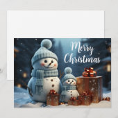 Prettig kerstfeest Schattige sneeuwmannen en cadea Feestdagenkaart (Voorkant / Achterkant)