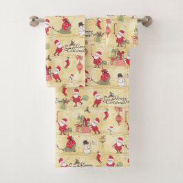Prettig kerstfeest Schattige Vintage Landelijke Ke Bad Handdoek
