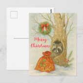 Prettig kerstfeest Schattige Wasbeer Wilde Dieren Briefkaart (Voorkant / Achterkant)