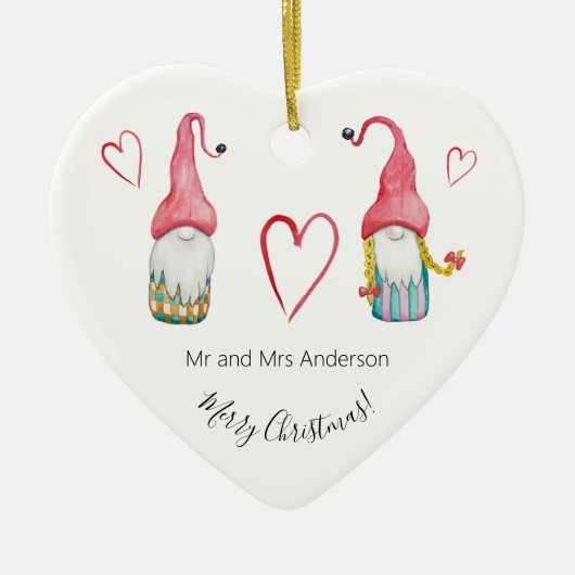 Prettig kerstfeest, schattige winterkabouters verl keramisch ornament (Voorkant)