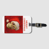Prettig kerstfeest. Schedel met kerstmuts Bagagelabel (Voorkant (horizontaal))