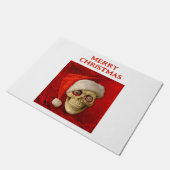 Prettig kerstfeest. Schedel met kerstmuts Deurmat (Schuin)