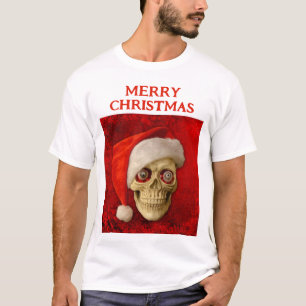 Prettig kerstfeest. Schedel met kerstmuts T-shirt