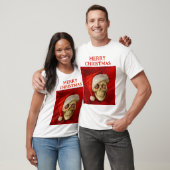 Prettig kerstfeest. Schedel met kerstmuts T-shirt (Unisex)