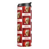Prettig kerstfeest. Schedel met kerstmuts Thermosbeker (Gedraaid links)