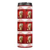 Prettig kerstfeest. Schedel met kerstmuts Thermosbeker (Achterkant)