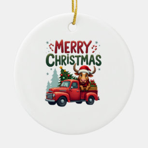 Prettig kerstfeest Schotse Hoogland Koe Kerstmis B Keramisch Ornament
