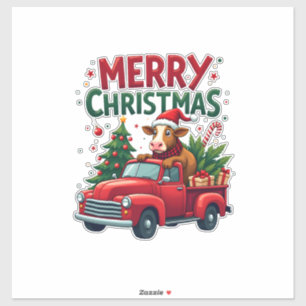 Prettig kerstfeest Schotse Hoogland Koe Xmas Boerd Sticker