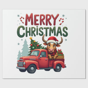 Prettig kerstfeest Schotse Hooglandrund Kerstmis B Cadeaupapier