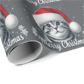 Prettig kerstfeest Schotse vouwkat, Xmas Kerstman  Cadeaupapier (Rol Hoek)