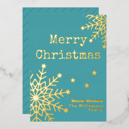 Prettig kerstfeest Schrijfmachine Tekst Teal Elega Folie Feestdagenkaart