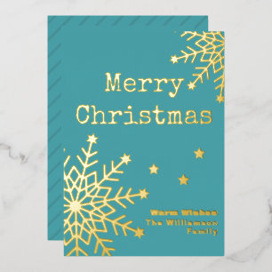 Prettig kerstfeest Schrijfmachine Tekst Teal Elega Folie Feestdagenkaart