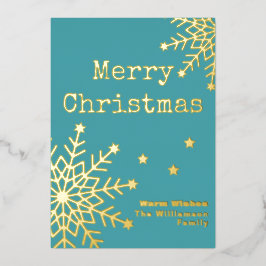 Prettig kerstfeest Schrijfmachine Tekst Teal Elega Folie Feestdagenkaart