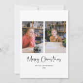 Prettig kerstfeest script aangepaste bericht drie feestdagenkaart (Voorkant)