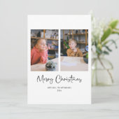 Prettig kerstfeest script aangepaste bericht drie feestdagenkaart (Staand voorkant)