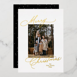Prettig kerstfeest script eenvoudig minimaal foto folie feestdagenkaart