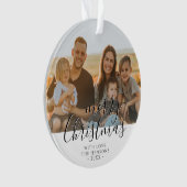 Prettig kerstfeest script familie foto ornament (voorkant)