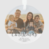 Prettig kerstfeest script familie foto ornament (achterkant)