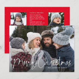 Prettig kerstfeest script familie nieuwsbrief rood feestdagenkaart
