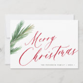 Prettig kerstfeest script rood groen feestdagenkaart (Voorkant)