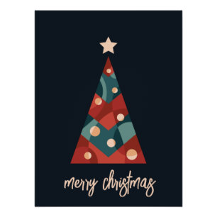 Prettig kerstfeest seizoensgebonden kunst kerstboo perfect poster