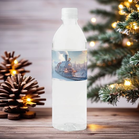 Prettig kerstfeest Sfeervol Kerstcadeau Ontwerp Waterfles Etiket