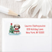Prettig kerstfeest Shih Tzu-hond Etiket (Insitu)