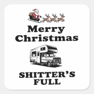 Prettig kerstfeest Shitter's Volle kerstcadeau Xma Vierkante Sticker